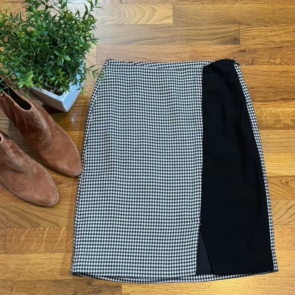 Halogen Womens XXS Black White Houndstooth Color Block Mixed Print Mini Skirt